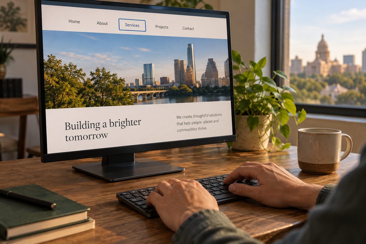 Hands using a keyboard to move focus through a web menu